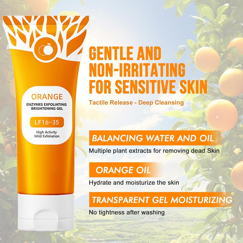 Natural Orange Enzymes Exfoliating Brightening Gel, Deep Cleansing & Moisturising Exfoliating Scrub for Women