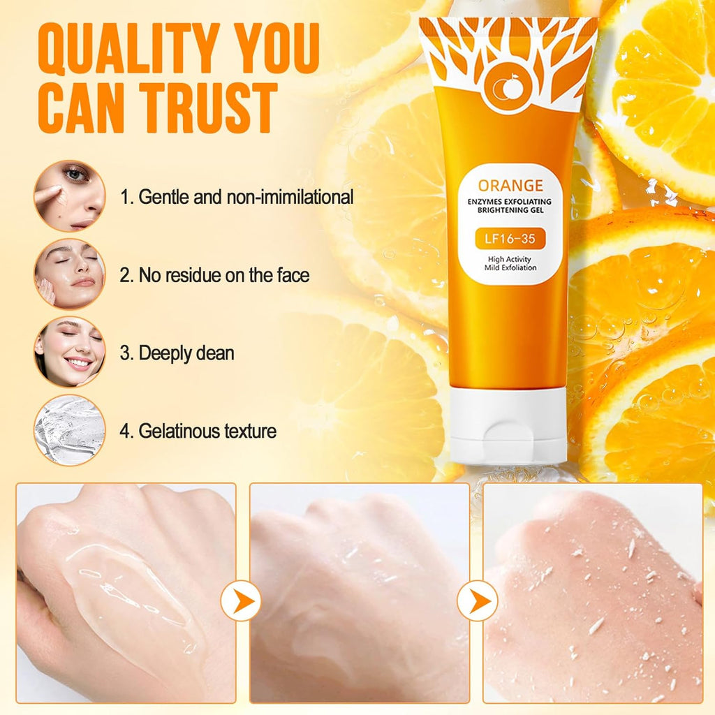 Natural Orange Enzymes Exfoliating Brightening Gel, Deep Cleansing & Moisturising Exfoliating Scrub for Women