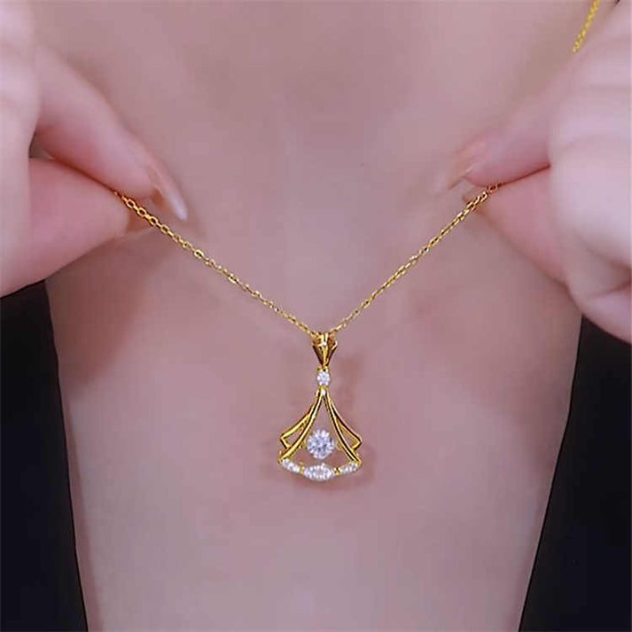 50% Off Today  Luxury Fan Charm Necklace – Modern Plated Beauty - Plated Fan Necklace